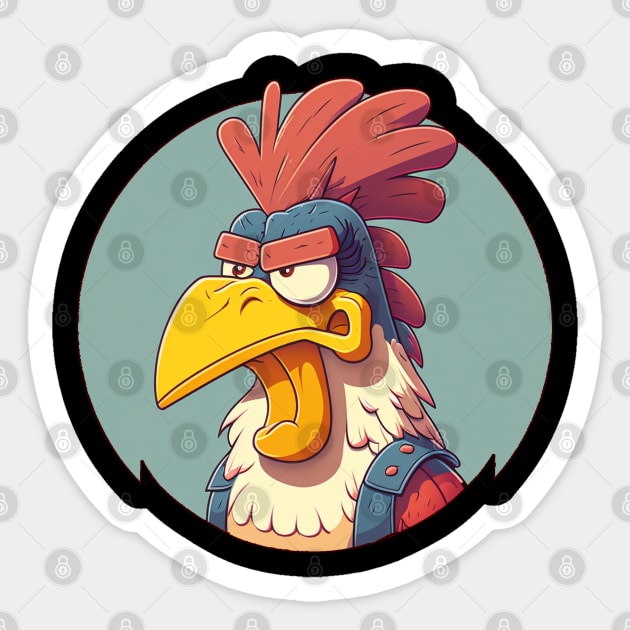 tough rooster Sticker by bmron